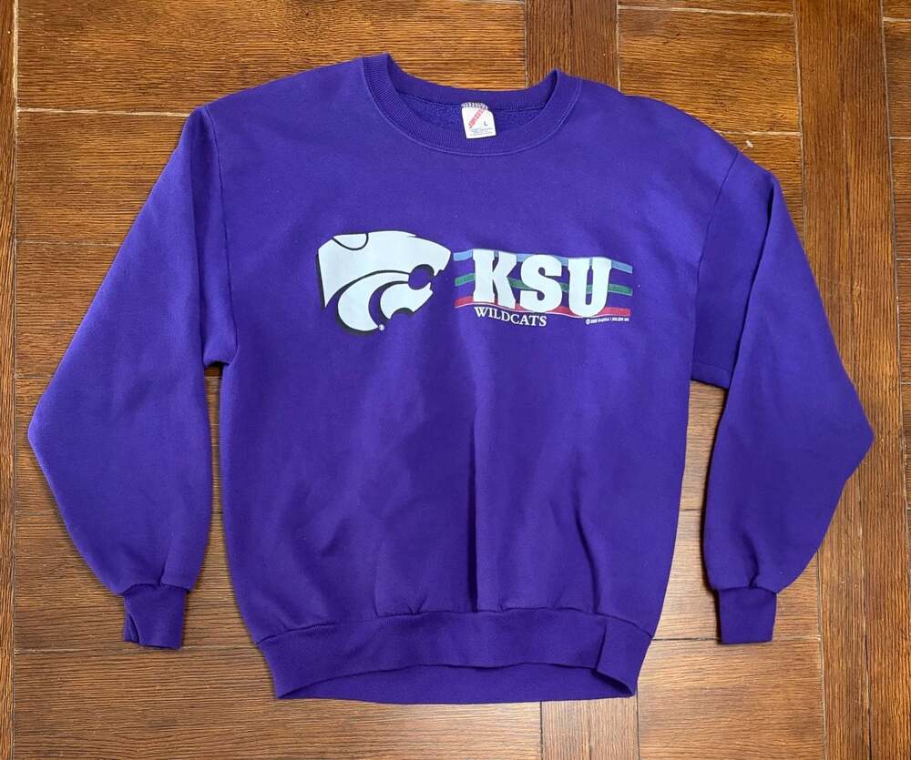 Vintage Jerzees Kansas State KSU Wildcats Crewneck Sweatshirt Purple